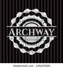 Archway silvery emblem. Vector Illustration. Mosaic.