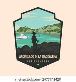 Arcipelago di la Maddalena Nationalpark Logo Patch Vektorillustration Design