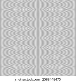 Arcs 3D illusion volume seamless pattern background. Two colors monochrome blended half circle shapes. Convex wavy lines gray backdrop.