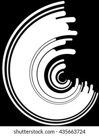 Arcs, circular segments of circles. Abstract monochrome element.
