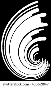Arcs, circular segments of circles. Abstract monochrome element.