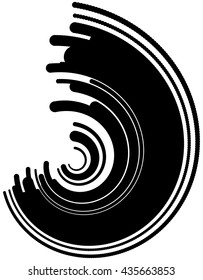 Arcs, circular segments of circles. Abstract monochrome element.