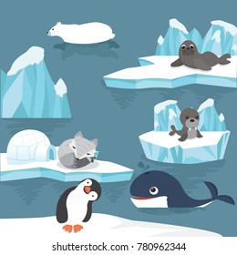 Arctic Animals  Cartoon Background