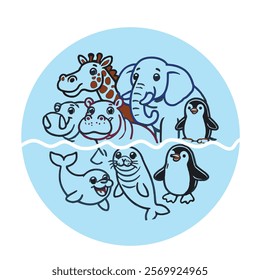 Arctic animals clipart vector illustration