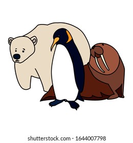 arctic animals in a white background vector illustration design