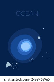 Arctic and Antarctic. Floating glacer and iceberg flat design poster vector illustration