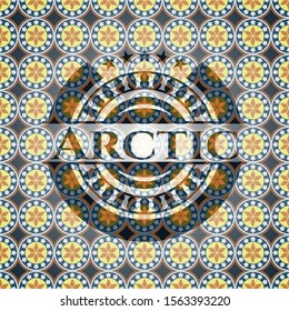 Arctic arabesque emblem background. arabic decoration.