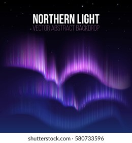 Arctic aurora, northern lights in polaris alaska vector background. Northern lights phenomenon in atmosphere, illustration of arctic colorful lights