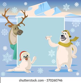 Arctic banner. Vector cartoon illustration