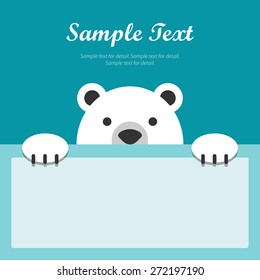 Arctic bear face text box, Flat design banner, Animal avatar background.