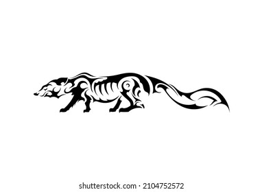 arctic black fox abstract ethnic wild animal picture symbol sticker tattoo pill