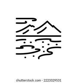 Arctic black line icon. Nature landscape. Pictogram for web page.