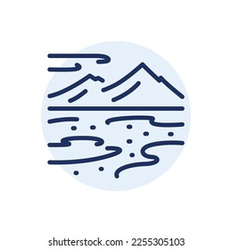 Arctic black line icon. Nature landscape. Pictogram for web page