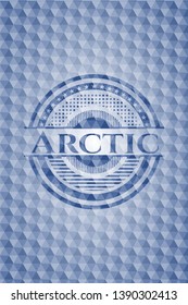 Arctic blue emblem with geometric pattern background. Vector Illustration. Detailed.