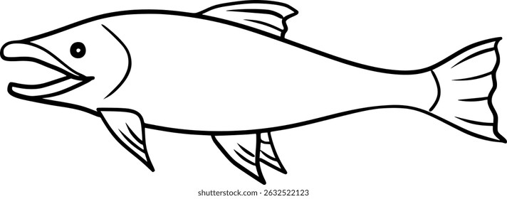 Arctic Char Outline Line Art Vector Illustration