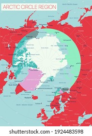 Arctic Circle Region detalhou mapa editável com regiões cidades e cidades, locais geográficos. Arquivo EPS-10 vetorial