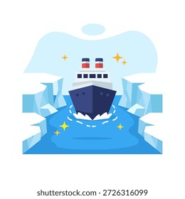 Navegação de cruzeiro ártico gráfico design plano vetor vazio estado ui ilustração para telas de aplicação de viagens de aventura