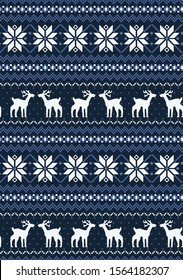 Arctic Deer and Flower Seamless Pattern