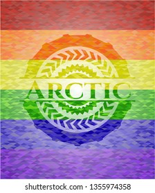 Arctic emblem on mosaic background with the colors of the LGBT flag