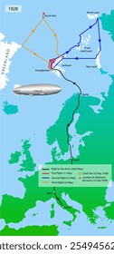 Mapa de expedições polares árticas. Ilustração de arte de educação vetorial