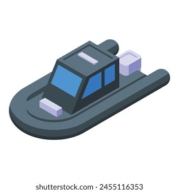 Arctic exploration rubber boat icon isometric vector. North research. Cold science