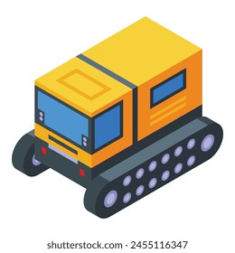 Arctic exploration vehicle icon isometric vector. Winter expedition. North pole post