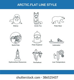 arctic  flat line style in vector format eps10