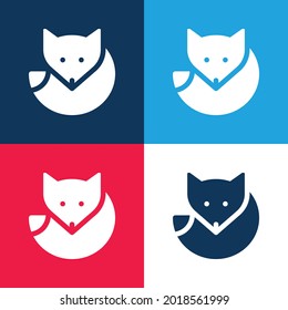 Arktische Fox-Blau-und Rot vier Farben minimale Icon Set