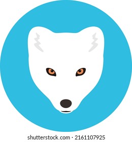 Arctic Fox Cartoon Face, Flat Icon Design