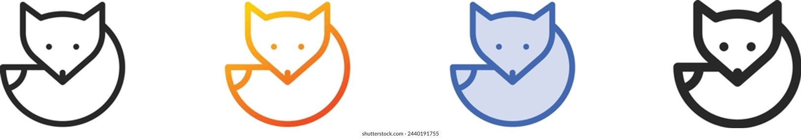 arctic fox icon.Thin Linear, Gradient, Blue Stroke and bold Style Design Isolated On White Background