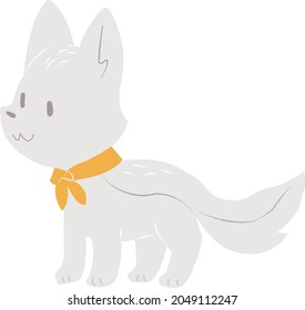 arctic fox, kawai style children's illustration