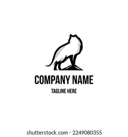 Arctic fox logo design icon. Arctic fox logo design inspiration. Animal logo design template. Fox symbol logotype. Arctic fox symbol silhouette.