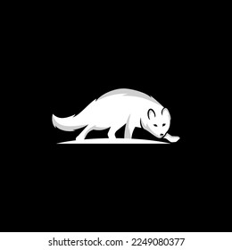 Arctic fox logo design icon. Arctic fox logo design inspiration. Animal logo design template. Fox symbol logotype. Arctic fox symbol silhouette.