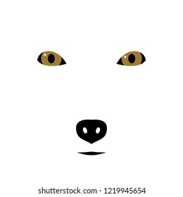 Arctic Fox muzzle silhouette. Wild animal emblem. Minimalist template design. Vector illustration.