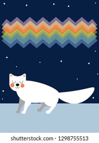 Arctic fox and northern lights