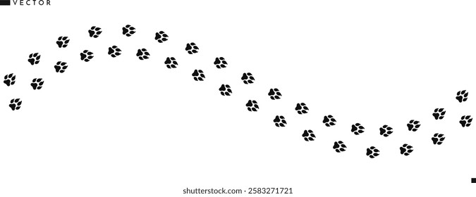 Arctic fox paw prints silhouette. Wild animal paw prints vector 