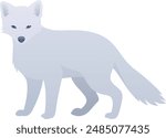 Arctic fox realistic vector illustration. Cute polar animal standing side view color graphic isolated on white. Snow animal of tundra and ice.