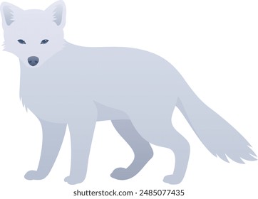 Arctic fox realistic vector illustration. Cute polar animal standing side view color graphic isolated on white. Snow animal of tundra and ice.