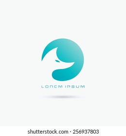 Arctic fox sign - vector illustration