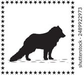 Arctic Fox Silhouette Vector Cute Arctic Fox With Round Star On White Background