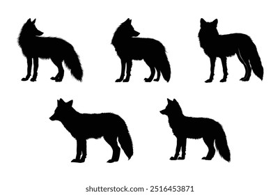 Arctic Fox Silhouette Vector Set, Fox Silhouette Clipart Bundle