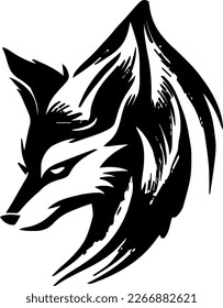 Arctic fox, vector illustration, black color