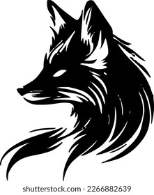 Arctic fox, vector illustration, black color
