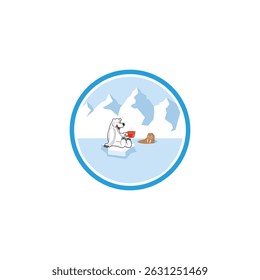 Arctic friends enjoy a warm drink