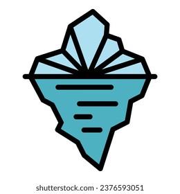 Arctic glacier icon outline vector. Water iceberg. Wave risk color flat