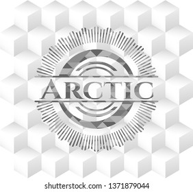 Arctic grey emblem. Vintage with geometric cube white background