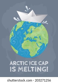 Arctic ice cap is melting poster vector illustration