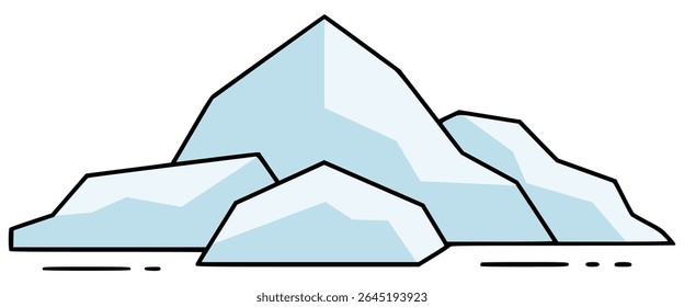 arctic ice glacier nature landscape flat color vector illustration template design