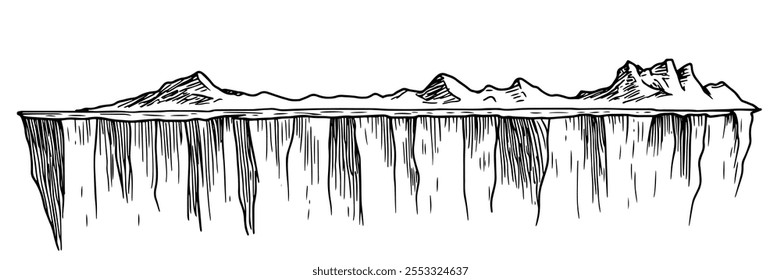 arctic iceberg doodle hatching vector sketch