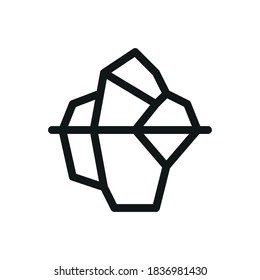 Arctic iceberg isolated icon with editable stroke